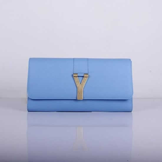 Replica Yves Saint Laurent Lady Genuine Leather Purse Light Blue 39321